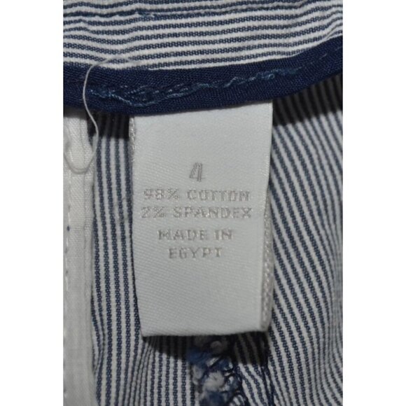 Charter Club Pinstriped Navy Blue & White Capri Crop Pants Size 4 Nautical - Picture 9 of 10